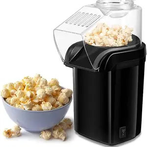 Popcorn Maker, Hot Air Popcorn Popper, Mini Electric Popcorn Maker, Oil-Free Air Popper, Makes Up to 8 Cups in Minutes, Measuring Cup & Butter Melting Tray, One-Touch Switch, Easy 1-2-3 Operation, Perfect for Movie Night, Home, Dorm Room