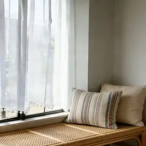 Plush Ball Patchwork Curtain Valance, Multi-Scene Suitable for Study Room Kitchen Window, Soft Decorative Drapery