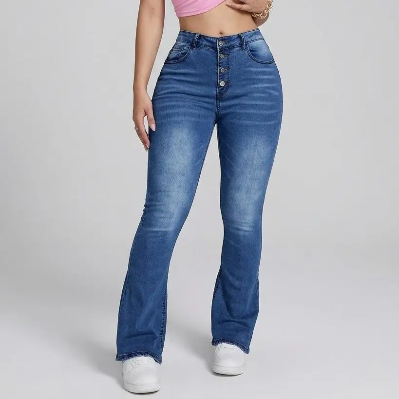 Women's High-Waisted Stretchy Bell Bottom Jeans - Vintage Fitted Flare Denim Pants for Ladies, 2026 Basic Minimalist Streetwear, Bootcut Jeans on Viral, Flared Jeans,  Streetstyle Streetwear Trouser All Seasons Fashion  (Hip-08324)