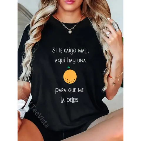 100% Cotton Camiseta Graciosa Para Latinos Hispanos Tee in Spanish. T-Shirt Style Womenswear