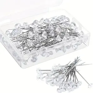 Diamond Embroidery Needles, Wedding Bouquet Pins, Clothing Repair Accessories, Transparent Rhombus Pattern, Perfect for Hair Design