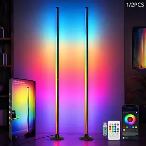 Corner Floor Lamp, RGBIC LED Corner Lamp with Smart Modern Floor Lamp, App & Remote Control, Music Sync, Color-Changing Standing Lamp for Bedrooms, Living Rooms, and Gaming Rooms lights