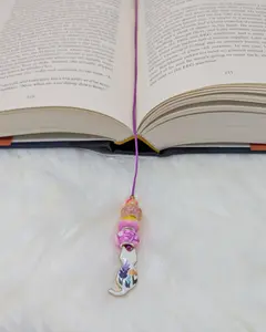 Floral Cat Charm Beaded Bookmark: Whimsical Handmade Reader Gift