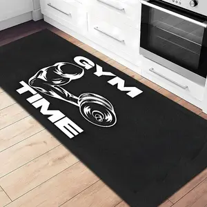 Muscle Arm Lifting Rug, Gym Time Slogan, Velvet Printed Mat, Home Carpet, Bedroom Door Mat, Living Room Mat, Multiple Sizes