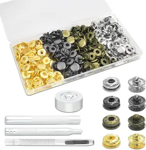 50Sets Snaps Button Kit, Leather Snaps Fasteners, Metal Button Press Studs with 4 Install Tools for Fabric Leather Bag Clothes Jackets Bracelets Fashion DIY Sewing (12Mm, Mixed) CooBigo
