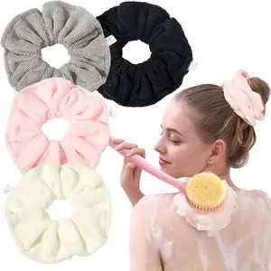 Microfiber Hair Drying Scrunchies Towel Fiber Large Big Scrunchie for Curl Hair for Shower Wet Anti Frizz Hair Products Absorbent Fast Terry Cloth Sleep Scrunchy