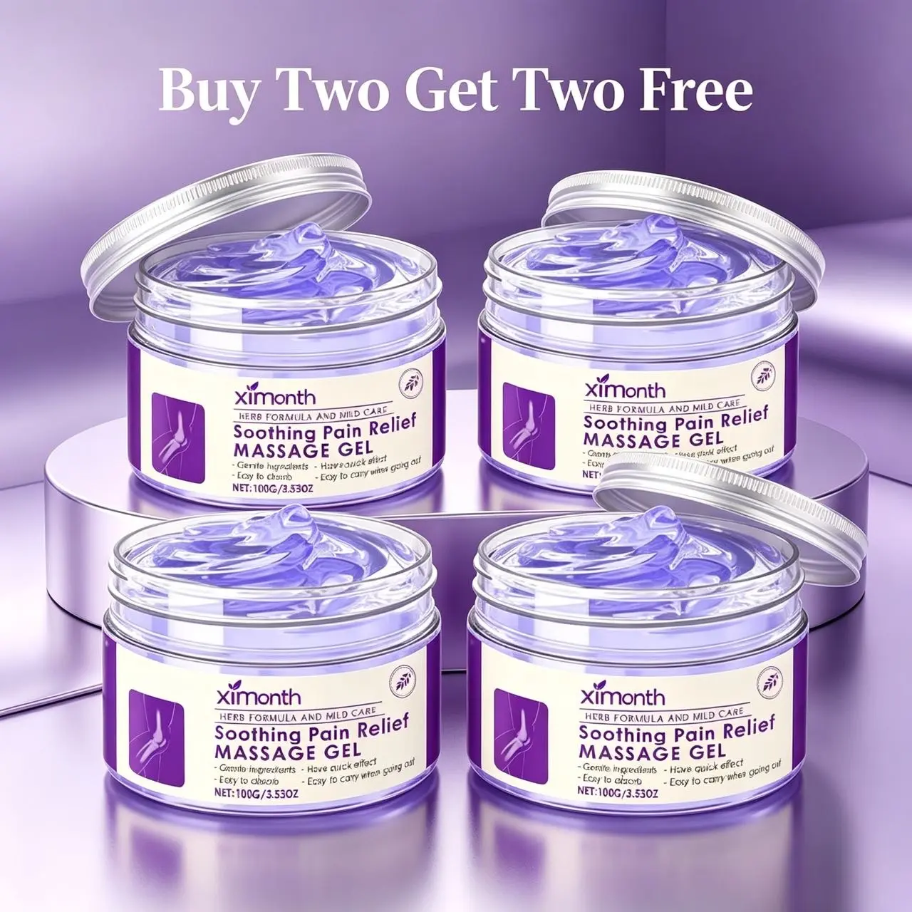 [Buy 2 Get 2 Free] Turmeric Purple   Gel, Targeted for Knee, Lumbar, Shoulder & Neck Muscle Pain, Body Care Massage Gel (Beauty & Personal Care, Body Moisturizers protective balm Joint Care Gel Relief Therapy Therapeutic Healthcare Treatment