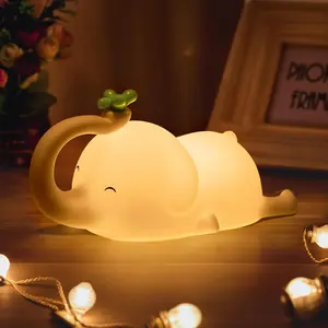 LED Elephant Lamp, 3 Levels Dimmable Silicone Night Light for Kids, Rechargeable Animal Lamp, Squish Light with Touch Control, Silicone Lamp for Breastfeeding Toddler Kids Decor