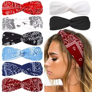 Huachi Bandana Headbands for Women Boho Elastic Hair Bands for Women's Hair Twist Turban Head Wraps Fashion Hair Accessories
