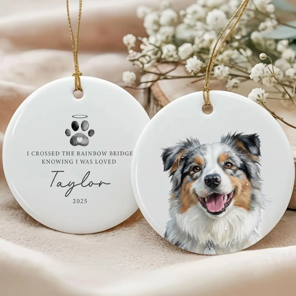 Custom pet memorial ornament, dog remembrance ornament, custom pet ornament, pet memorial gifts