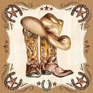 Western Leather Boots Cocktail Napkins Pack of 20