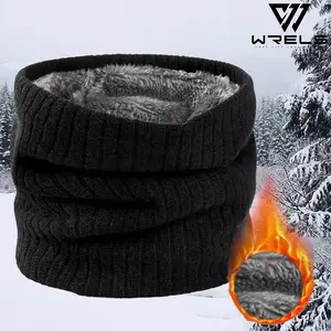 Thickened Fleece Warm Cycling Neck Gaiter Face Mask Thermal Ski Mask, Elastic Knit Solid Color Dual-Layer Winter Scarf, Fall & Winter Accessories