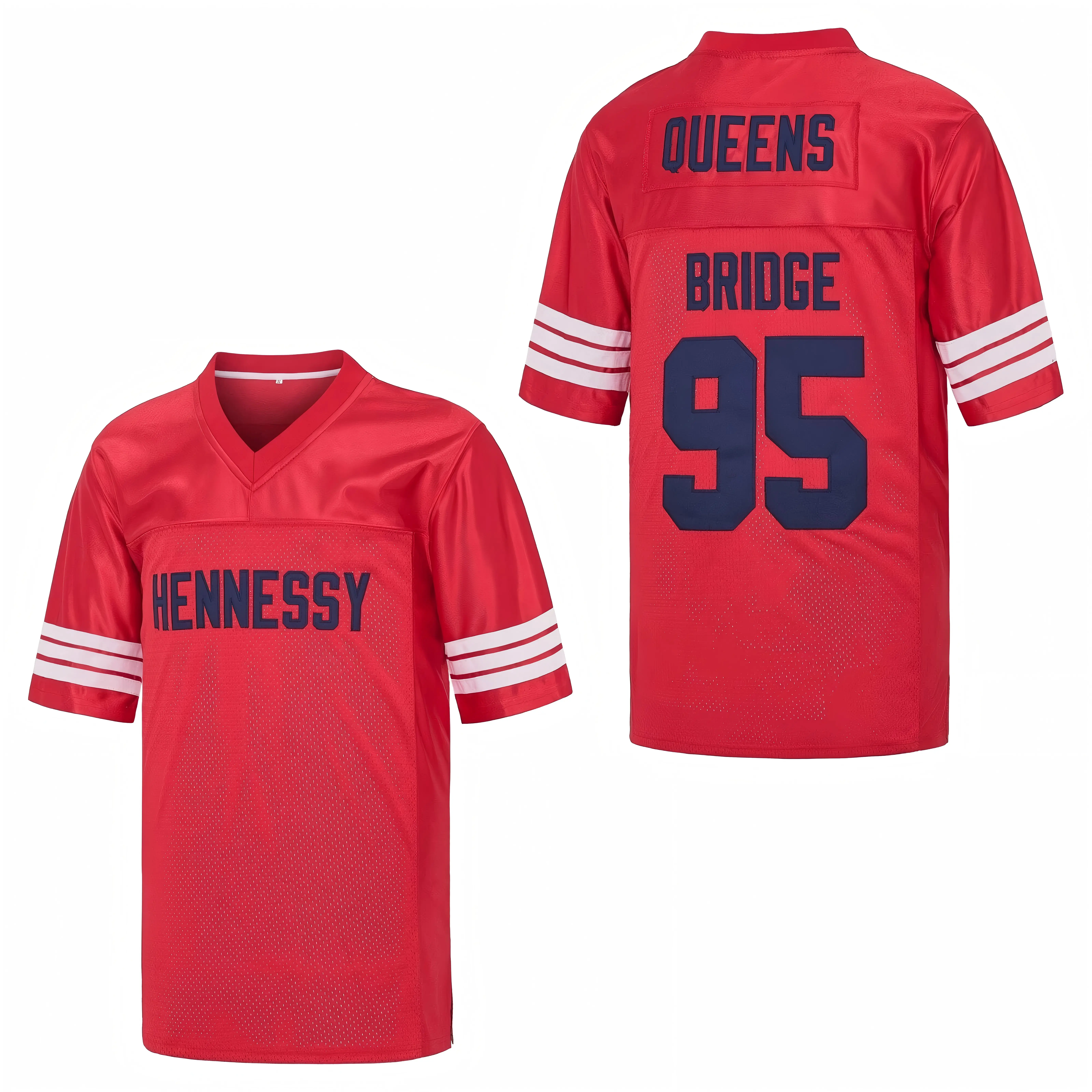 Unisex Short Sleeve Football Jersey, 90s Throwback Style Queens Bridge #95 Stitched Athletic Top, Breathable Sportswear for Parties, Breathable Jersey, Short Sleeve Tops, Sports Clothing