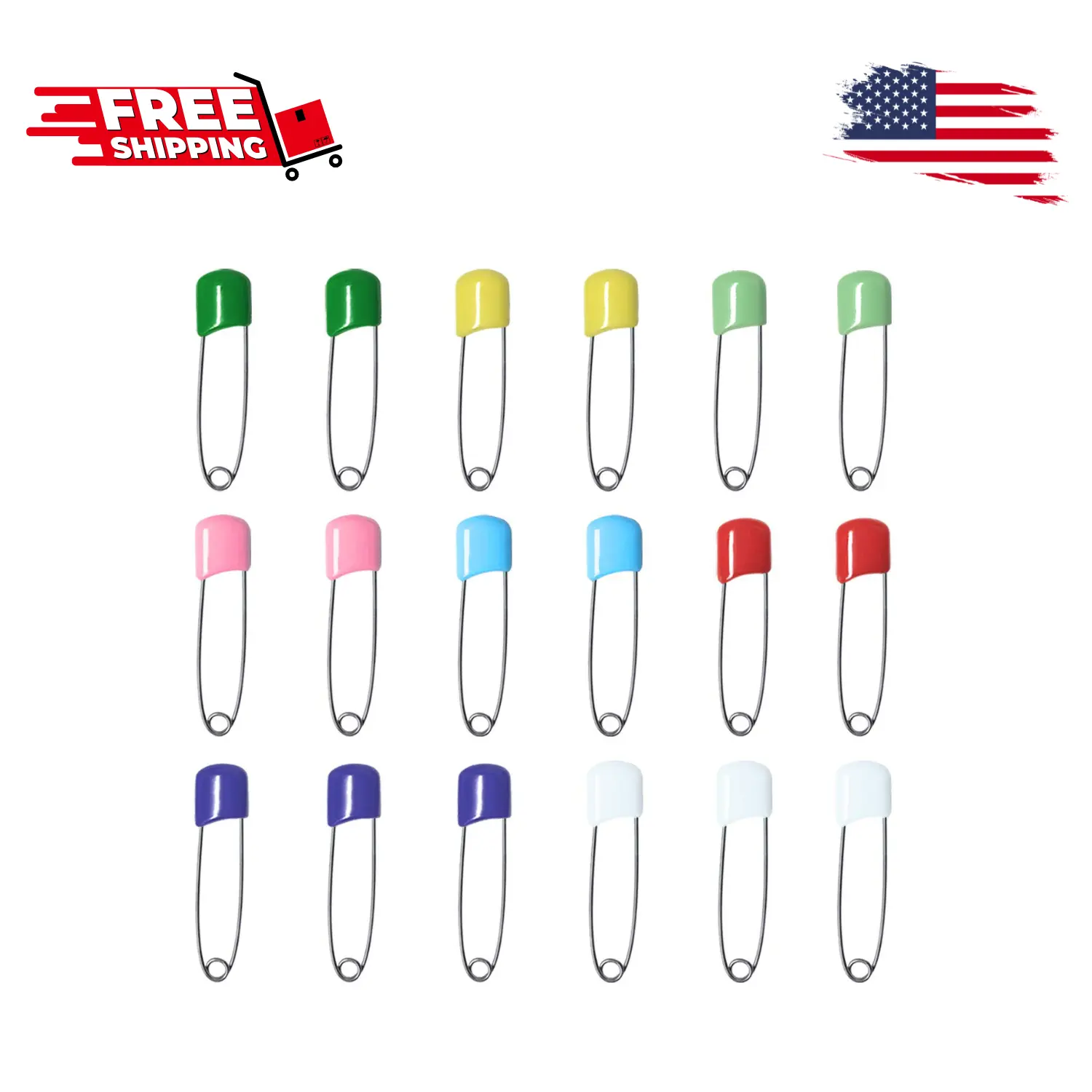 50 Pcs Diaper Pins with Safe Locking Closures (Colorful)