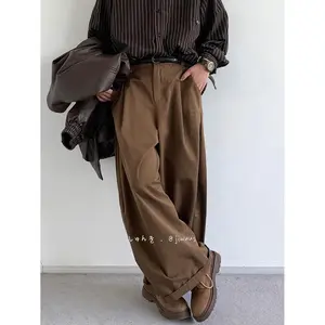 Draping Suit Pants Retro High Waist Slimming and Straight Wide Leg Pants Loose Casual Long Pantswomen's clothing