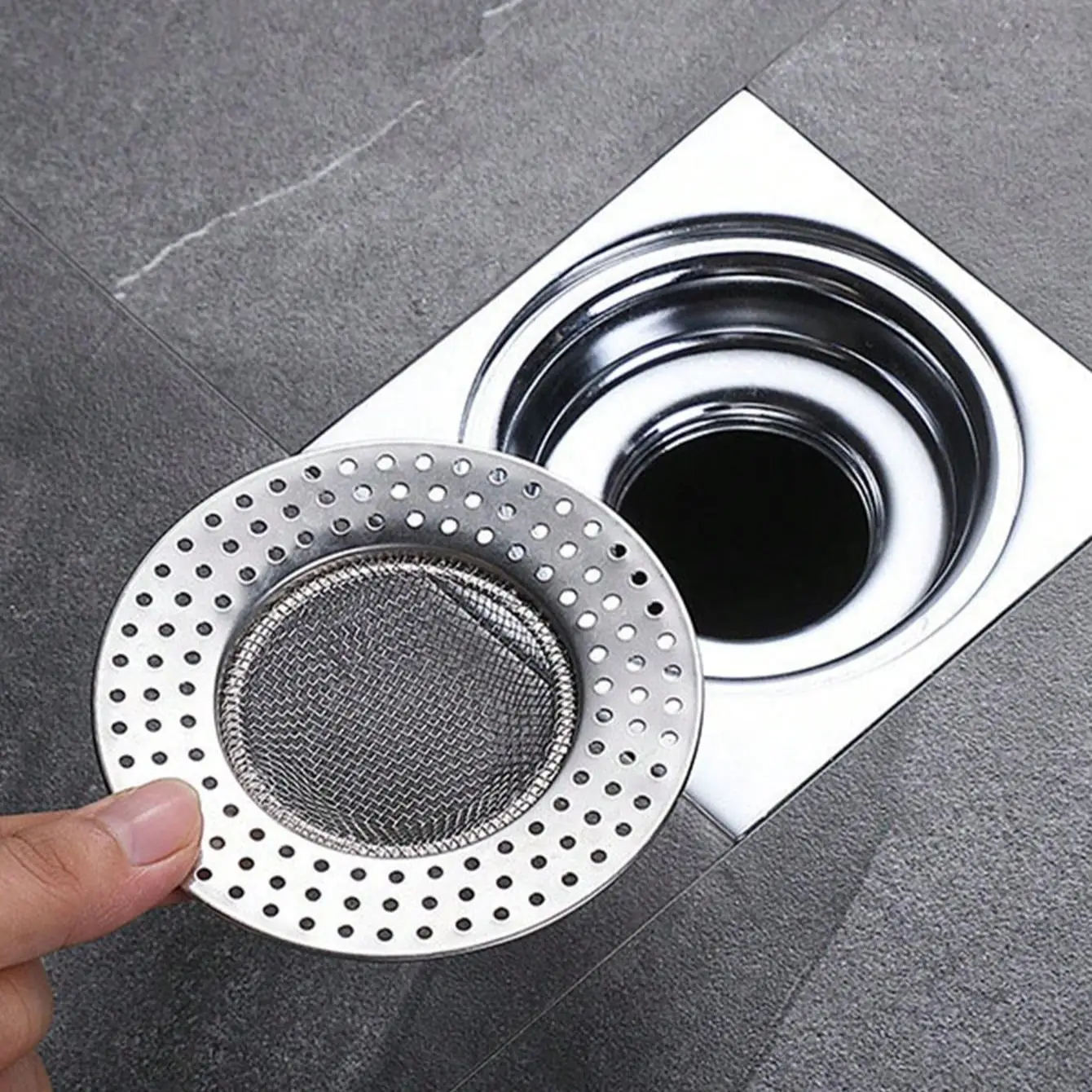 Sink Drain Hair Catcher, Stainless Steel Drain Protector, Minimalist Sink Anti-clog Filter for Home Bathroom