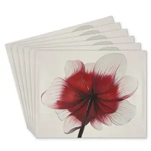 360 Stand Elegant Durable Rectangular Anemone Red Polyester Placemats, 14x18 in., Kitchen Island & Indoor Tableware Home Decor Accent - Set of 6 (Model C6PP1418H062G), Modern Home Decor