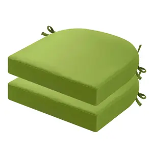 idee-home Outdoor Chair Cushions Set of 2, Thick 19" x 19" x 3" Patio Chair Cushions for Outdoor Furniture Waterproof with Ties, Outdoor Seat Cushion, Chair Pads Dining Chair