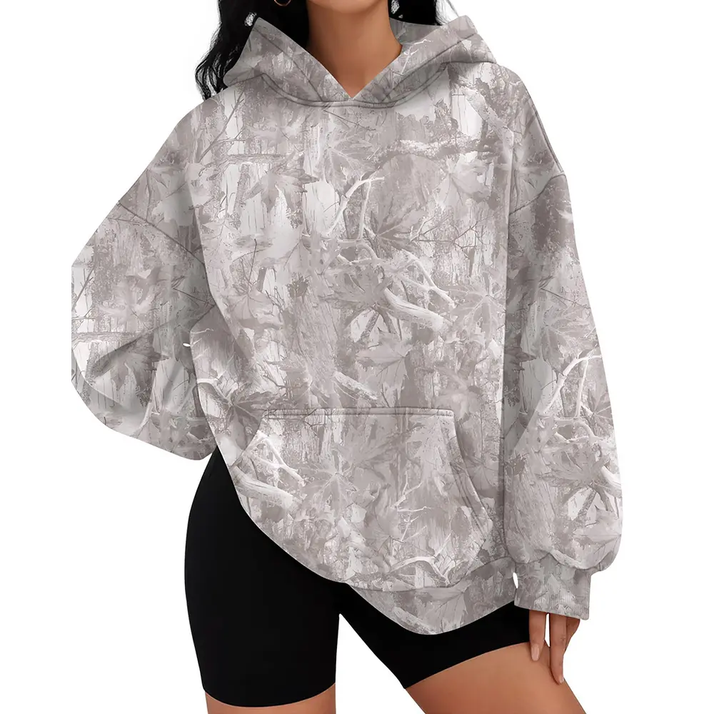 Camo Hoodie Womens Maple Leaf Sweatshirts Fall Winter Outfits