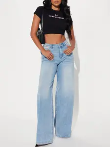 Tall Brianca Bow Wide Leg Jeans - Light Wash