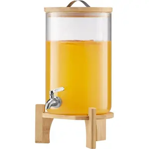 VEVOR Beverage Dispenser, 3.5 Gallon Drink Dispensers for Parties, Glass Juice Dispenser with Wood Stand, Stainless Steel Spigot, Iced Tea Lemonade Juice Water Dispensers for PartiesVEVOR Super Brand Day