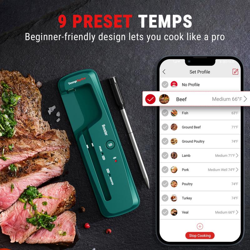 [Holiday Haul] ThermoPro Wireless Digital Meat Thermometer,Smart App Control, for Cooking Thermometer for Oven, Grill, Kitchen, BBQ, Smoker & Rotisserie