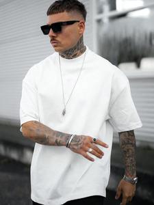 men's loose solid drop shoulder tee, casual short sleeve round neck t-shirt for summer, men's t shirts, streetwear men's top for daily wear, 90s clothes, shortsleeve summer clothes, mens clothing, tshirt