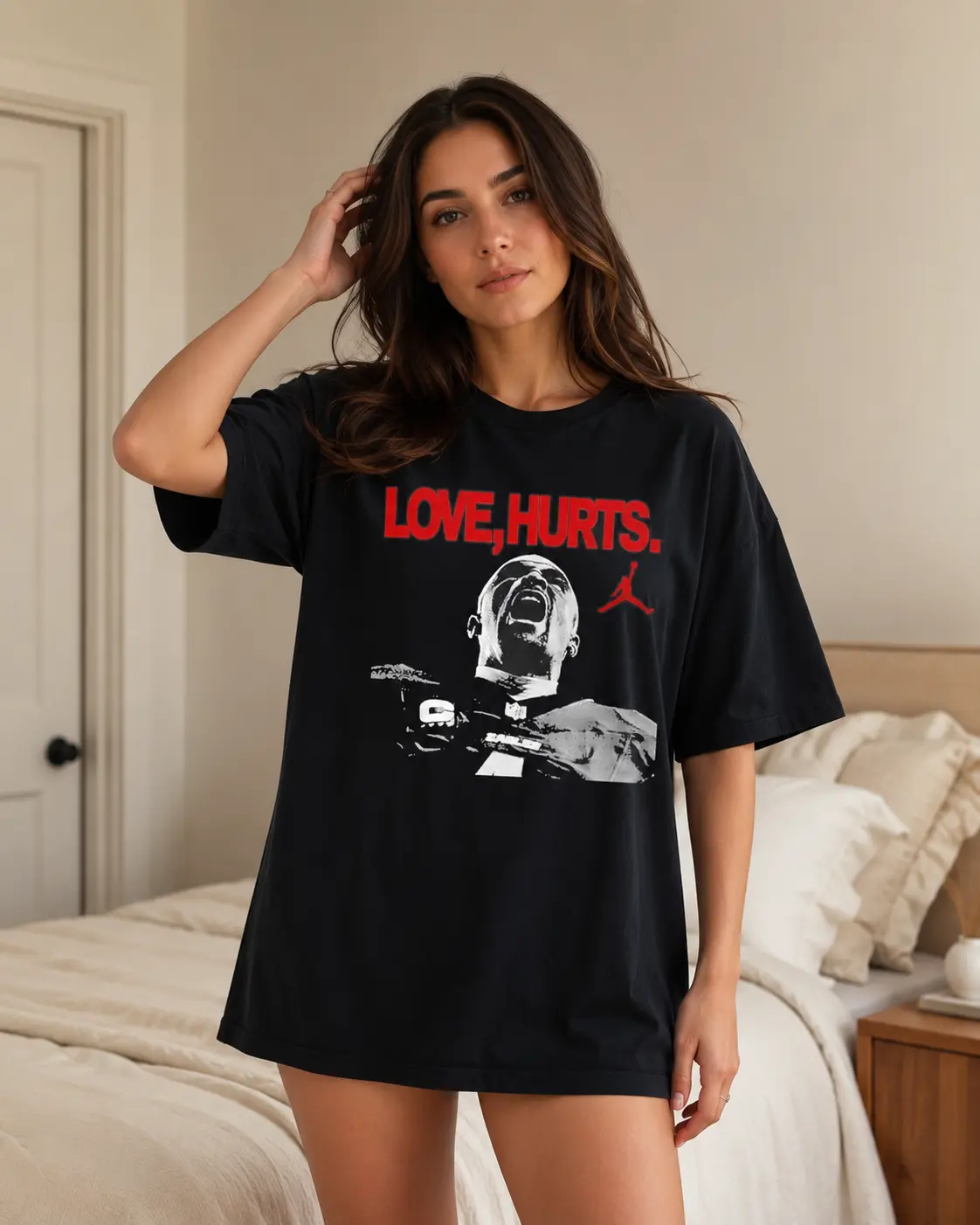 Love Hurts  X Jalen Hurts T-Shirt, Retro Football Graphic Tee, Vintage Game Day Fan Shirt, Gift for Men Women and Eagles Fans