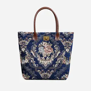 Floral Blue Carpet Tote Shopper