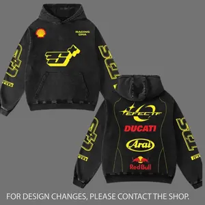 Redbull x Ducati ST1 Biker Hoodie Washed Vintage Racing Streetwear, Motorcycle Graphic Hoodie Unisex, Designed for Motor Fans, Sportbike Culture, Speed Lovers & Urban Motorbike Style