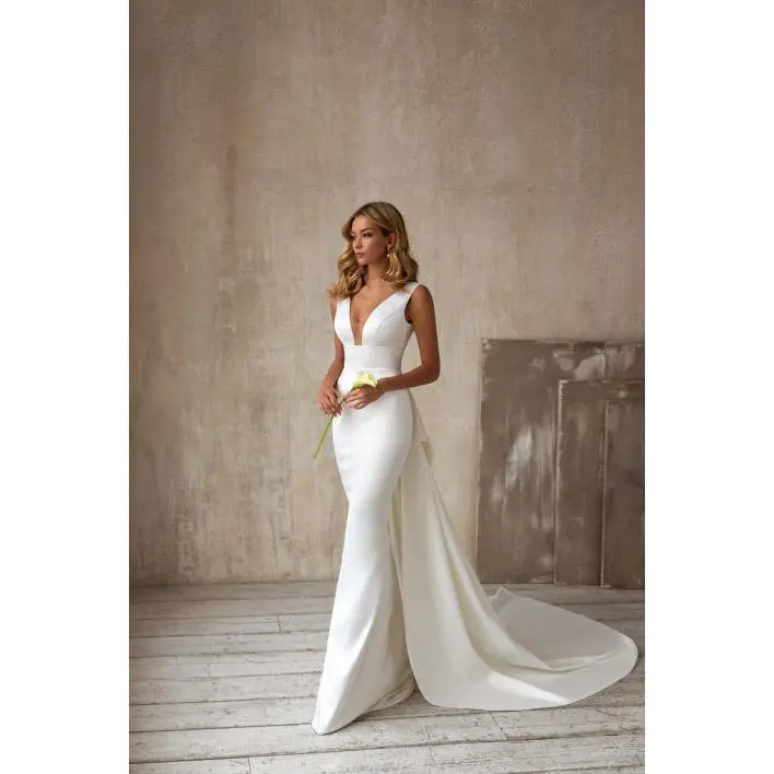 Sexy V-Neck Sleeveless Tail Wedding Dress Long Dress - TikTok Shop