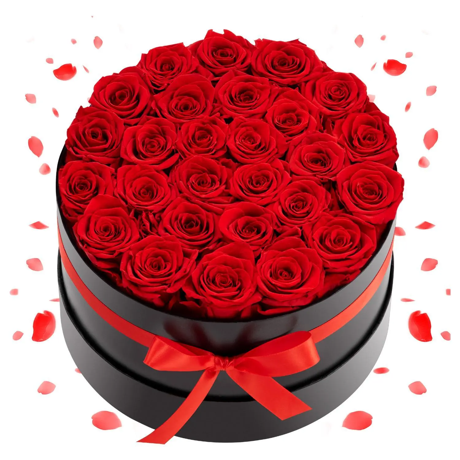 【SummerFinds】VEVOR Preserved Roses Decorative Arrangement - 27 Colorful Round Light Eternal Flowers Bouquet in Round Box, Home Decor Women Gifts for Birthday, Anniversary Prime Delivery, Red, Room Inspo