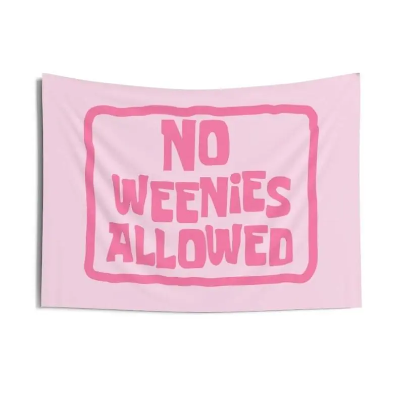 "No Weenies Allowed" SpongeBob SquarePants Strong Lightweight Linen-Cotton Synthetic Tapestry, Multi-Size, 5Ft×3Ft (60In × 40In)), Indoor/Outdoor Home Decor Wall Art, Hand Washable, College Dorm Decorating Gift