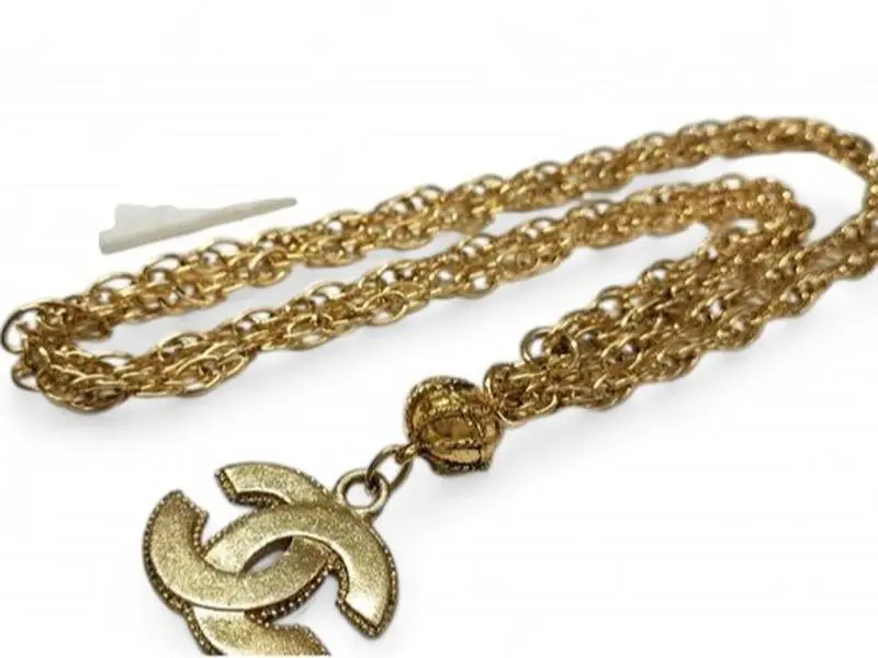 Pre-owned Chanel Globe Jumbo CC Long Necklace 24K Gold Plated Hardware Vintage 80s Necklace