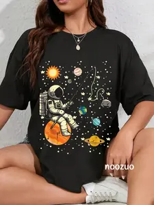 100% Cotton Astronaut Fishing Planets Space Galaxy Men Women T-Shirt
