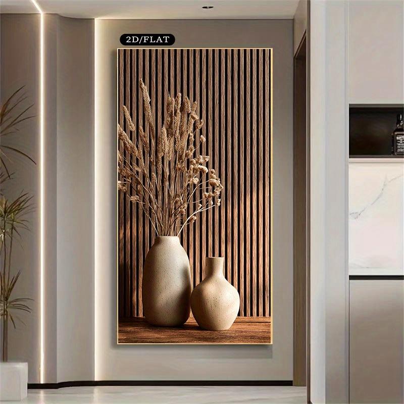 1 Piece Modern Minimalist Style Canvas Wall Art Print Poster - Beige/Brown Tone, Size 27.5x 55.1inch cm, Wall Decoration, Bedroom Artwork, Art Vase Design, Textured Background, 2D Flat