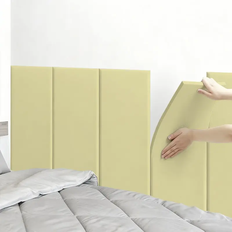 5-Piece Soft Bed Headboard Set, Self-Adhesive Backing, Indoor Wall Mount, Living Room & Bedroom Use, Foam Padding Panel, Anti-Collision Soundproof, Wall Mounted Headboard