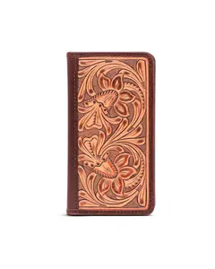 RAWHYD - Tooled Leather Long Wallet for Men | Bifold | 6.75" x 3.5”