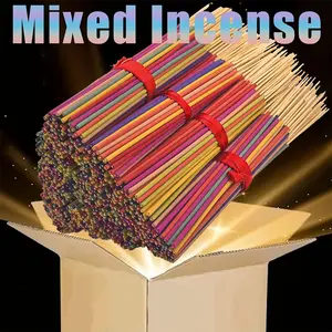 22cm Mixed Scented Incense Sticks, Bamboo Stick Incense Bars, Multiple Scents and Colors Randomly Mixed, Aromatherapy Essential Fragrance