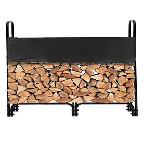 GARVEE Outdoor Firewood Racks with Waterproof Covers, Available in 8.5FT (1/2 Cord) and 4.3FT (1/4 Cord) Sizes, Heavy Duty Firewood Holders for Fireplace, Patio, and Indoor/Outdoor Log Storage