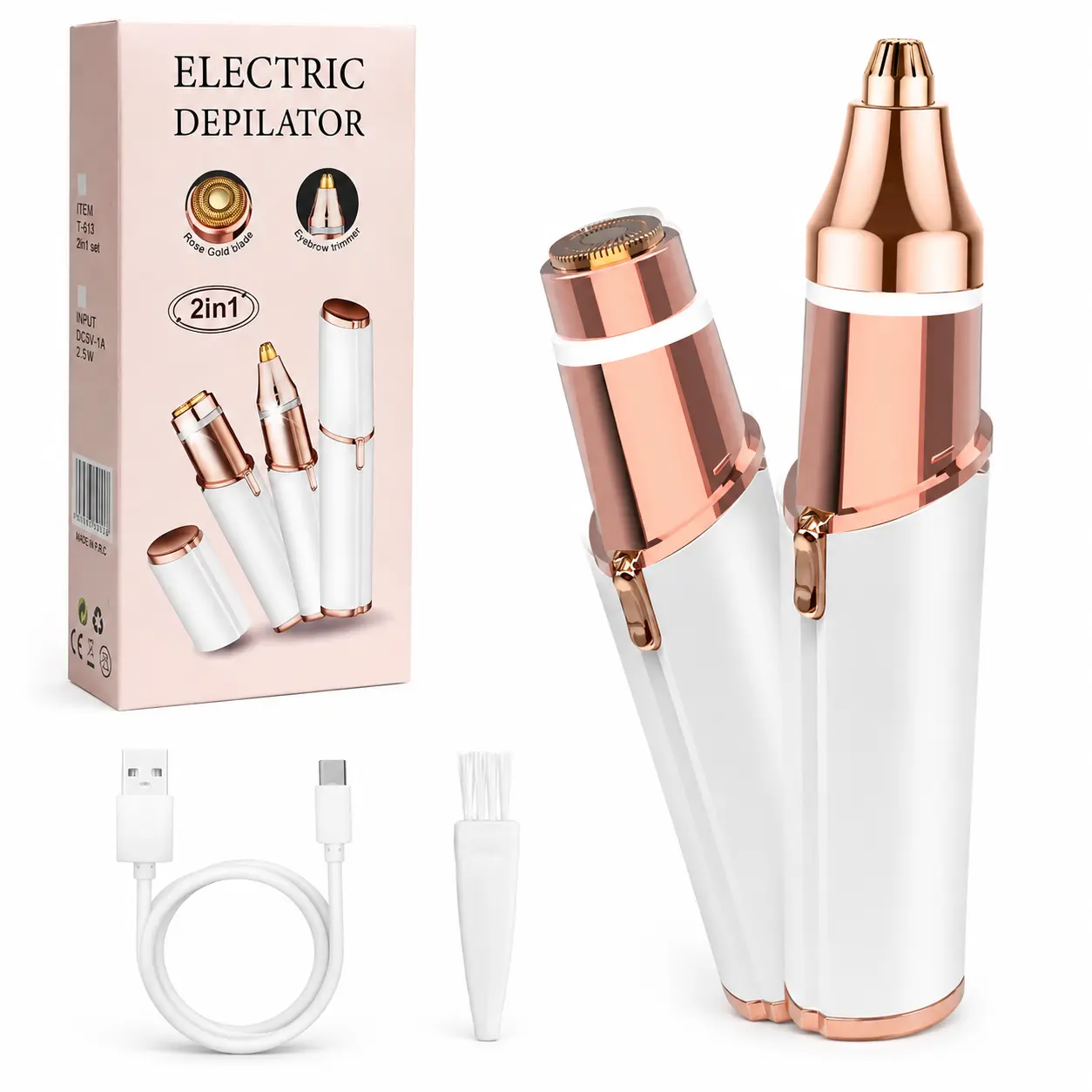 2-in-1 Rechargeable Eyebrow & Facial Trimmer, Portable Hair Remover for Home Use, Festive & Party Gift (Home Supplies, Festive & Party Supplies)
