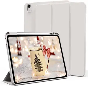 Case for iPad Air 11-inch M3/M2 (2025/2024), iPad Air 5th/4th Generation (2022/2020) 10.9-inch, Auto Sleep/Wake Slim Trifold Stand Case with Pencil Holder, Soft TPU   Cover, Gray