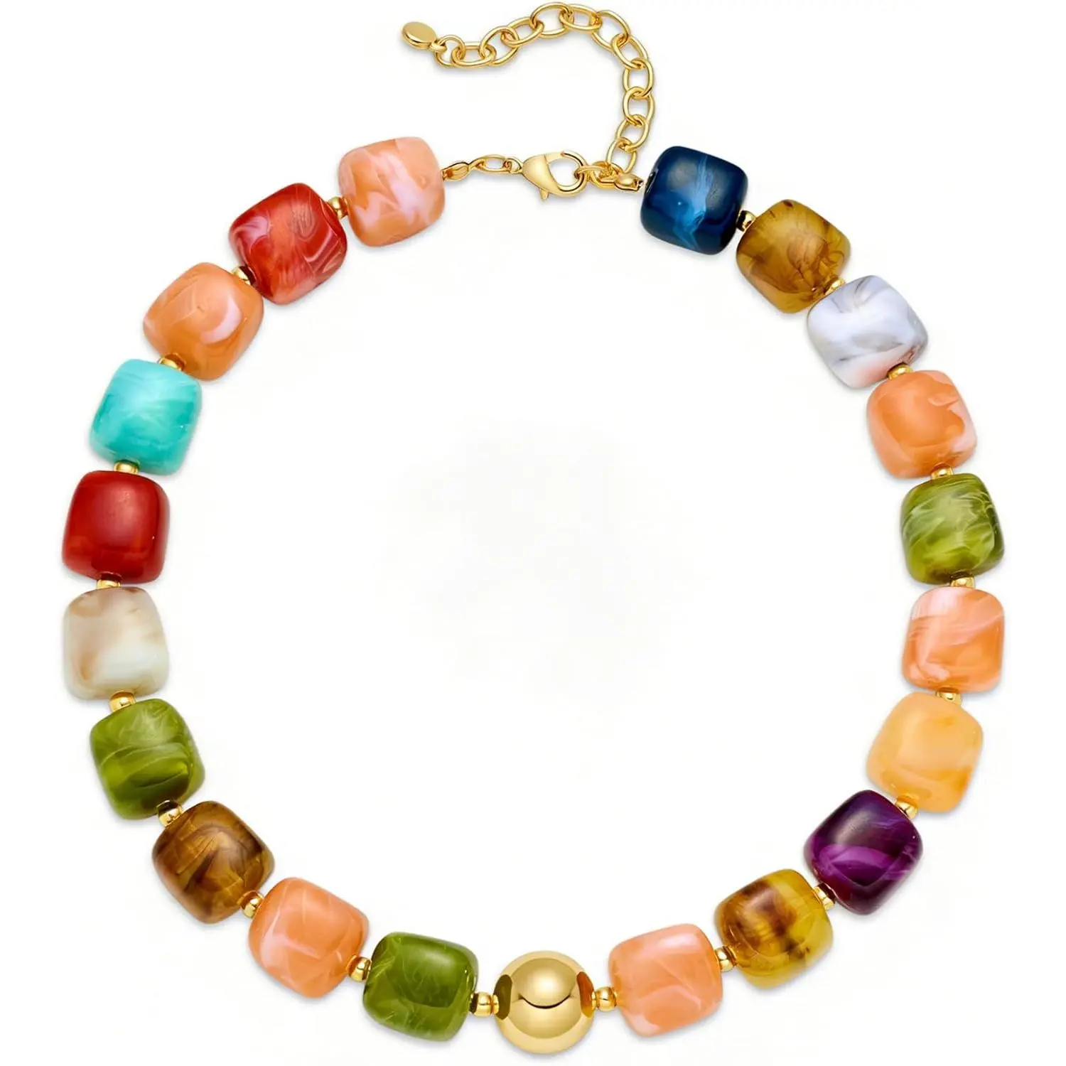 Colorful Chunky Necklaces for Women Trendy Multicolor Large Square Beads Necklace Boho Chunky Statement Choker Necklaces Y2K Summer Colorful Chunky Necklaces for Women Trendy Multicolor Large Square Beads Necklace Boho Chunky Statement Choker Necklaces Y2K Summer