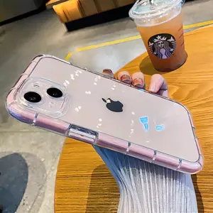 Luminous Glow-Edge Silicone Case for iPhone 12-16 Pro Max Transparent Shockproof Cover with Color Frame Night Light Effect Soft Grip Protection