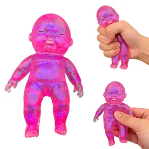 Cute Glitter Jumbo Baby Squishy Toy, Slow-Rising, Stretchy & Squeezable Stress Relief Toy, Soft Sensory Fidget Toy for Kids and Adults