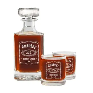 21st Birthday Whiskey Decanter Set with Glasses, Personalized Whiskey Decanter, Whiskey Glasses, 21st Birthday Gift Engraved