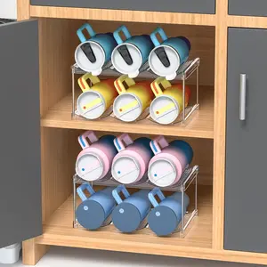 Stackable Pet Water Bottle Holder Rack, 40oz Drink Storage Organizer, Display Shelf for Wine Bottles & Insulated Cups, Beverage Organizer