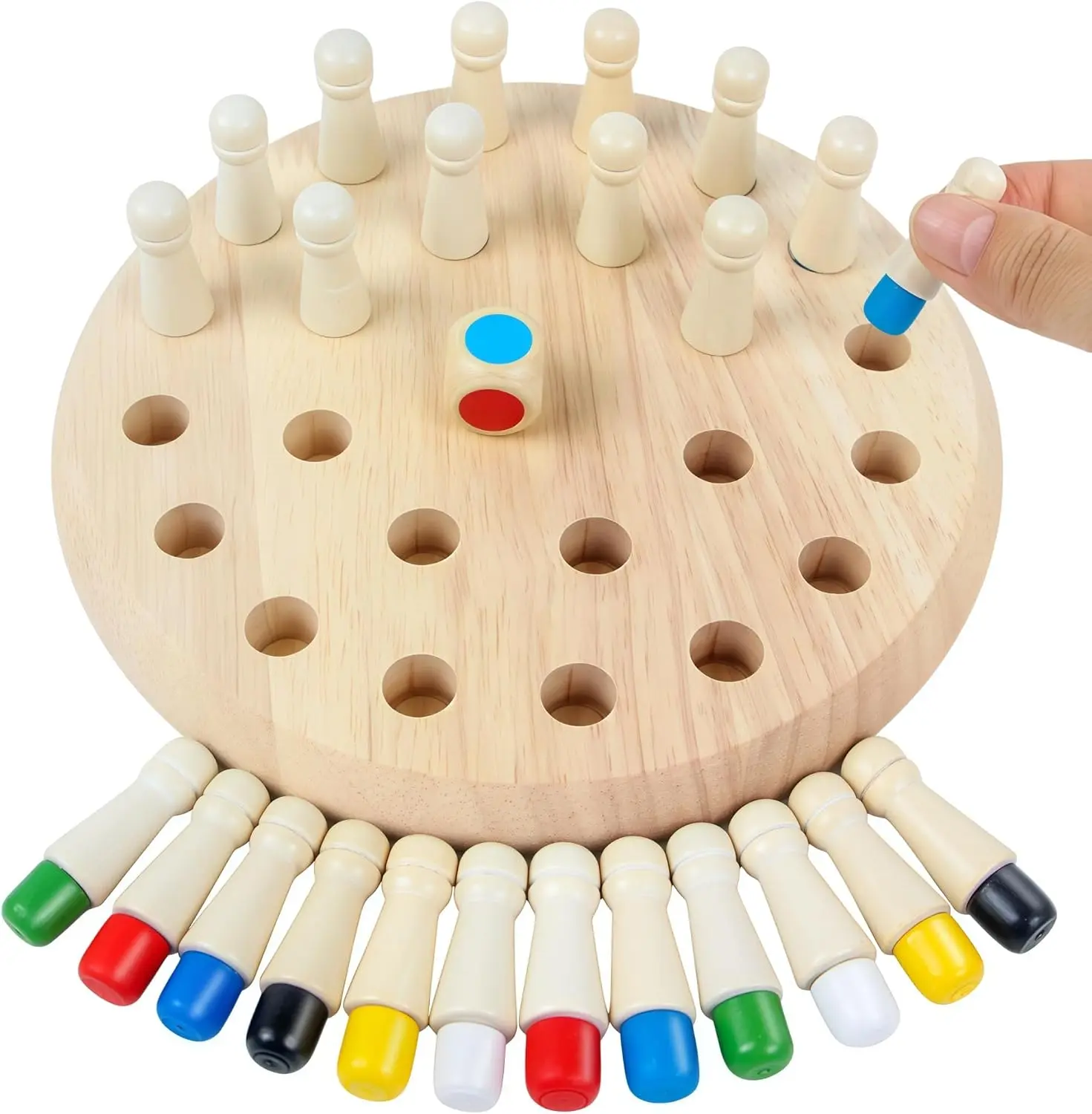 Wooden Memory Chess Board Game: Color Wooden Memory Chess Game for Brain Train for Kids Toddler Learning Educational Toys - Montessori Learning Toys for 3 4 5 6 7 8+ Year Old Boy Girl Gift