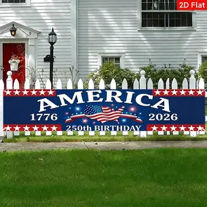 2D Flat Party banner America's 250th Anniversary Honor and Heritage Indoor Outdoor Decor, Garden Lawn Decoration, Party Decor, Patio, Garden, Fence, Balcony Courtyard Banner Decoration, Outdoor Banners, Yard Sign Banner