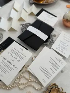 Black and White Letterpress Wedding Invitations | Black Invitations |  Style 1408